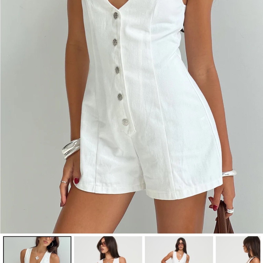 White Button-Up Romper